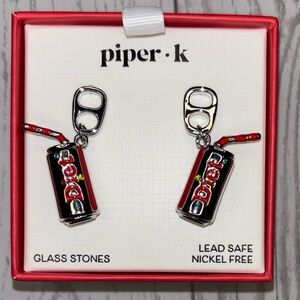 Piper K Diet Coke Soda Can Viral Dangle Earrings | Novelty Pull Tab | NIB